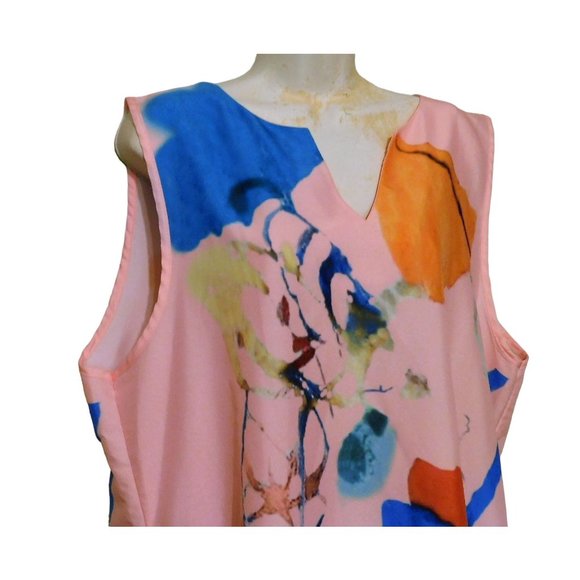 Misslook Dress XL Pink Abstract Print Sleeveless Pullover Cotton Polyester - Picture 2 of 11
